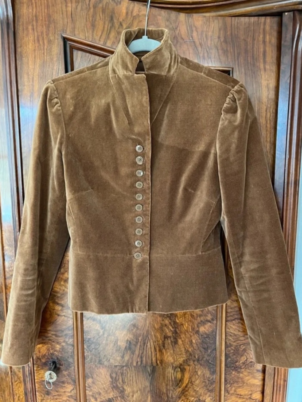Caramel Velvet Gap Fitted Victorian Style Blazer size 2 - Picture 2 of 3